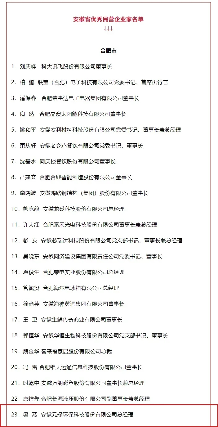 喜訊！元琛科技總經(jīng)理梁燕被授予“安徽省優(yōu)秀民營企業(yè)家”稱號